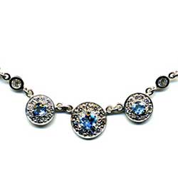 Platinum necklace with diamonds and aquamarines