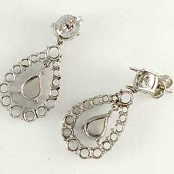 Blank Drop Platinum Earring Mountings for rounds and Pear shaped diamonds